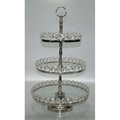 Leeber Leeber 72903 Elegance Three Tier Glass & Nickel Plated Stand with Detachable Crystal Border; 20.5 in. 72903